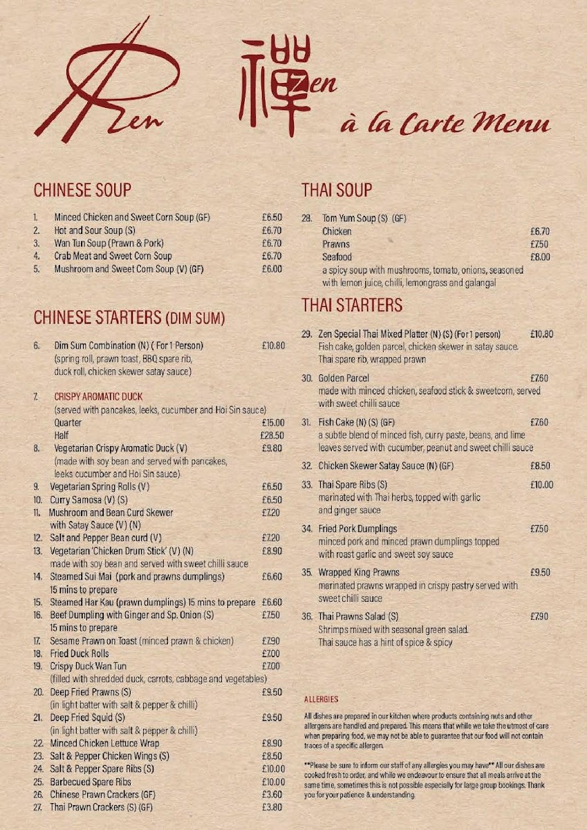Menu The Zen Restaurant-1